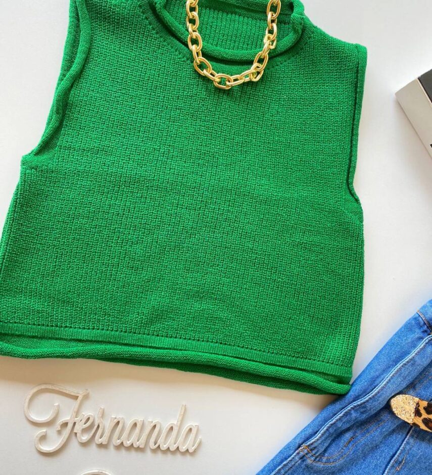 Cropped Feminino Tricot Luiza Verde - Fernanda Ramos Store
