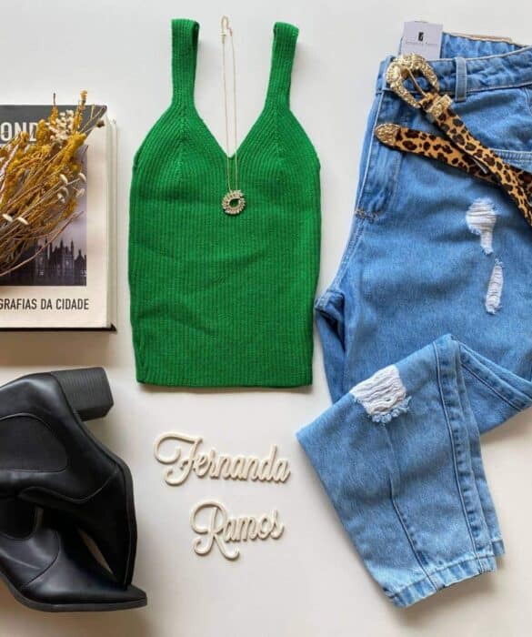 Cropped Feminino Tricot Manu Verde Fernanda Ramos Store