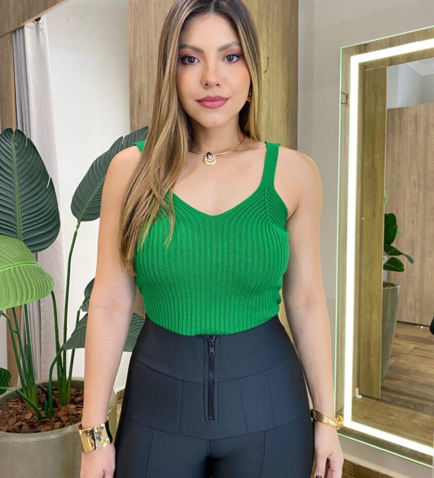 Cropped Feminino Tricot Manu Verde - Fernanda Ramos Store