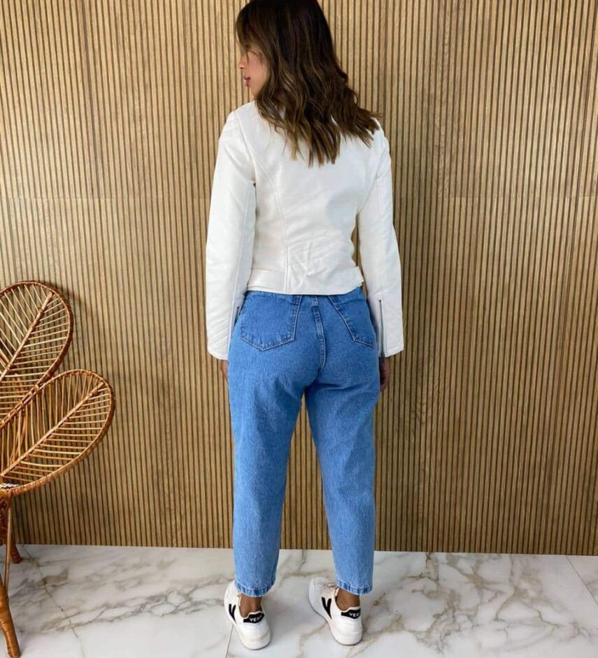 Jaqueta Feminina Couro Eco Zoe Branca - Fernanda Ramos Store