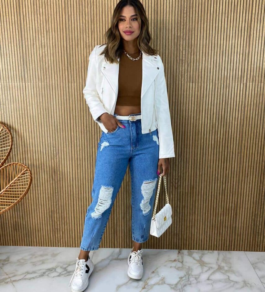 Jaqueta Feminina Couro Eco Zoe Branca - Fernanda Ramos Store