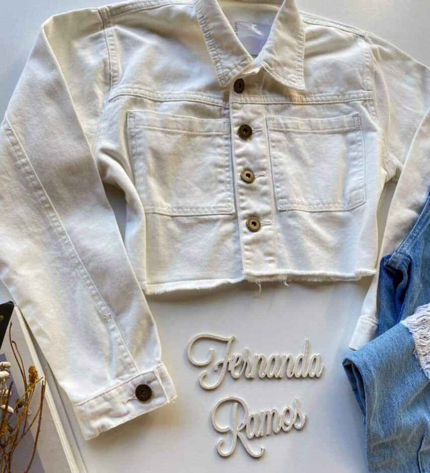 Jaqueta Feminina Jeans Off White 207 - Fernanda Ramos Store
