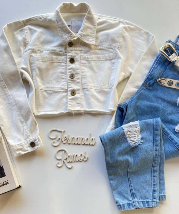 Jaqueta Feminina Jeans Off White 207 Fernanda Ramos Store