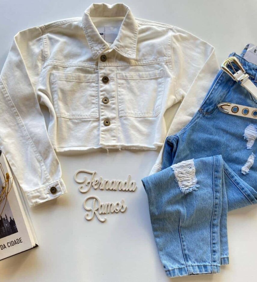 Jaqueta Feminina Jeans Off White 207 - Fernanda Ramos Store