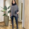 Poncho Femininino Tricot Amanda com Gola Xadrez - Fernanda Ramos Store
