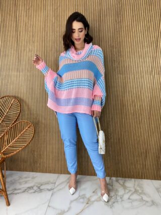 fernandaramosstore com br poncho femininino tricot azul e rosa 1