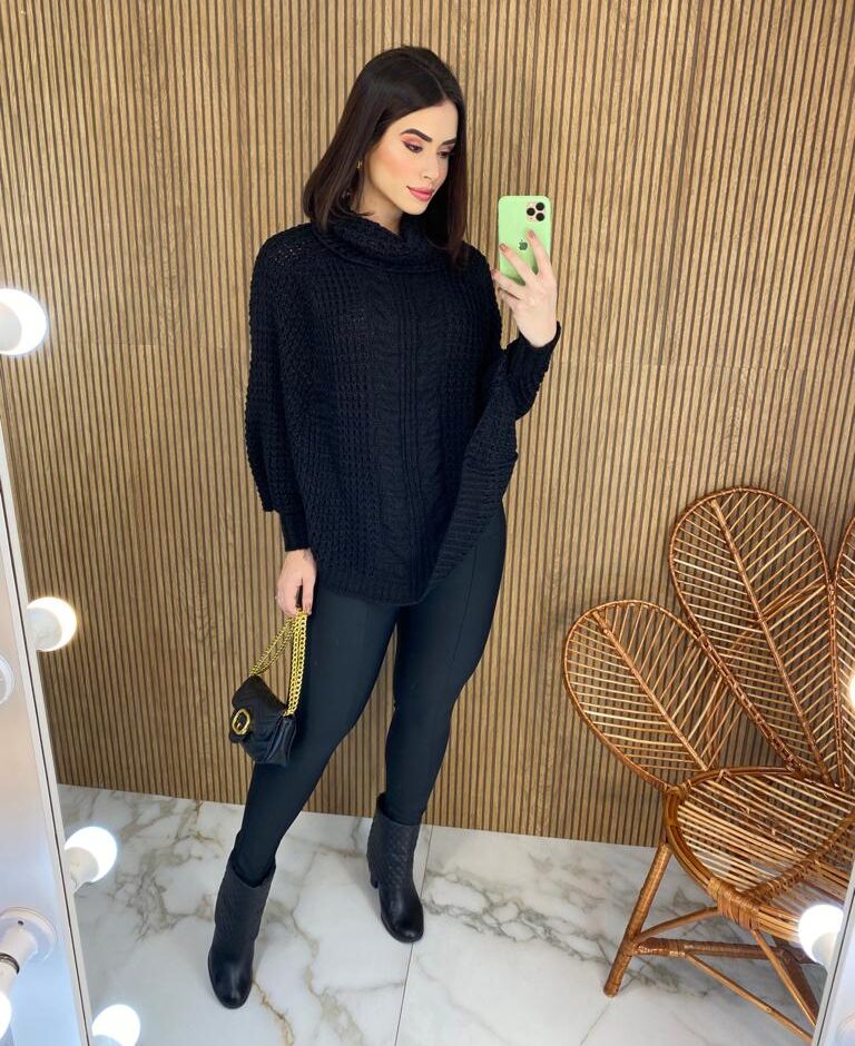 fernandaramosstore com br poncho feminino tricot ayla preto 1