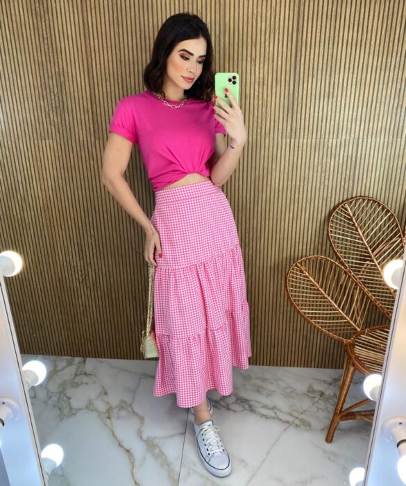 fernandaramosstore com br saia midi com camadas bia xadrez rosa 6