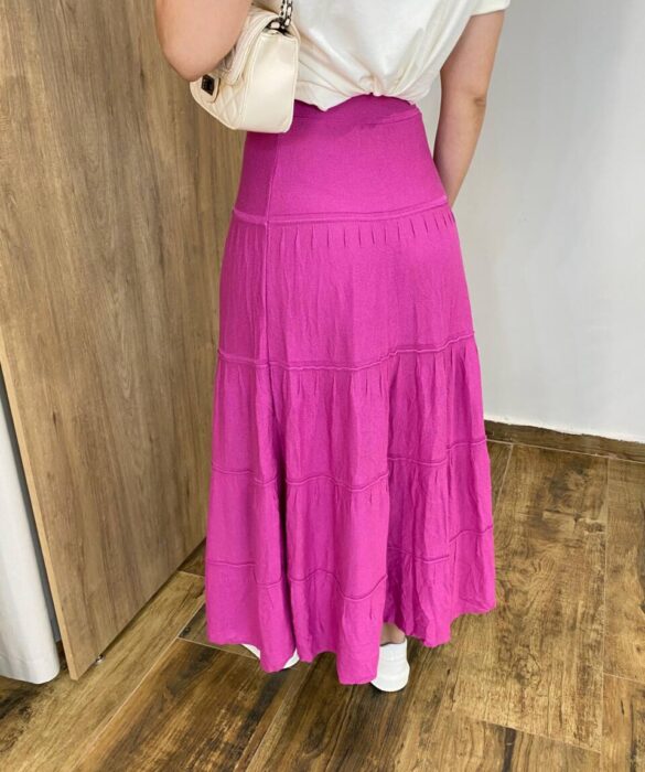 Saia Midi Feminina Tricot Elis Fúcsia - Fernanda Ramos Store