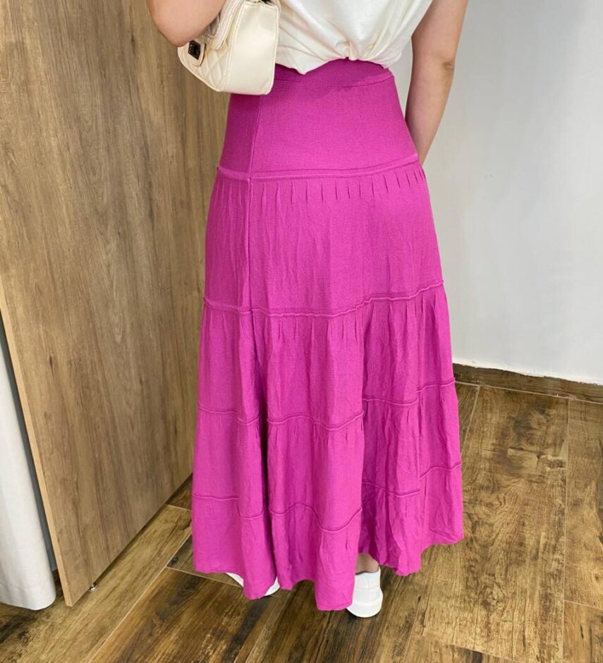 Saia Midi Feminina Tricot Elis Fúcsia - Fernanda Ramos Store