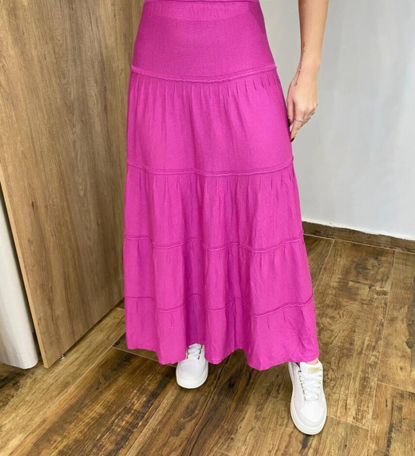 Saia Midi Feminina Tricot Elis Fúcsia - Fernanda Ramos Store