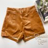 Short Feminino Couro Eco Mari Caramelo Fernanda Ramos Store