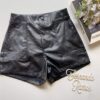 Short Feminino Couro Eco Mari Preto Fernanda Ramos Store