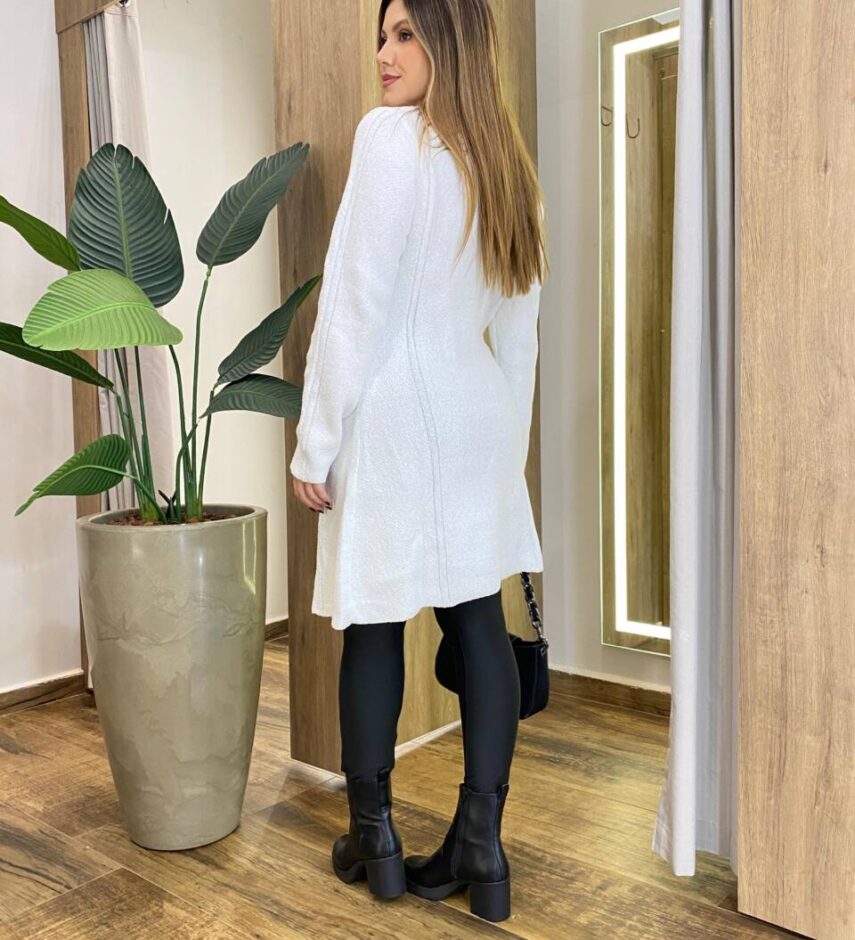 Sobretudo Feminino Tricot Maia Branco - Fernanda Ramos Store