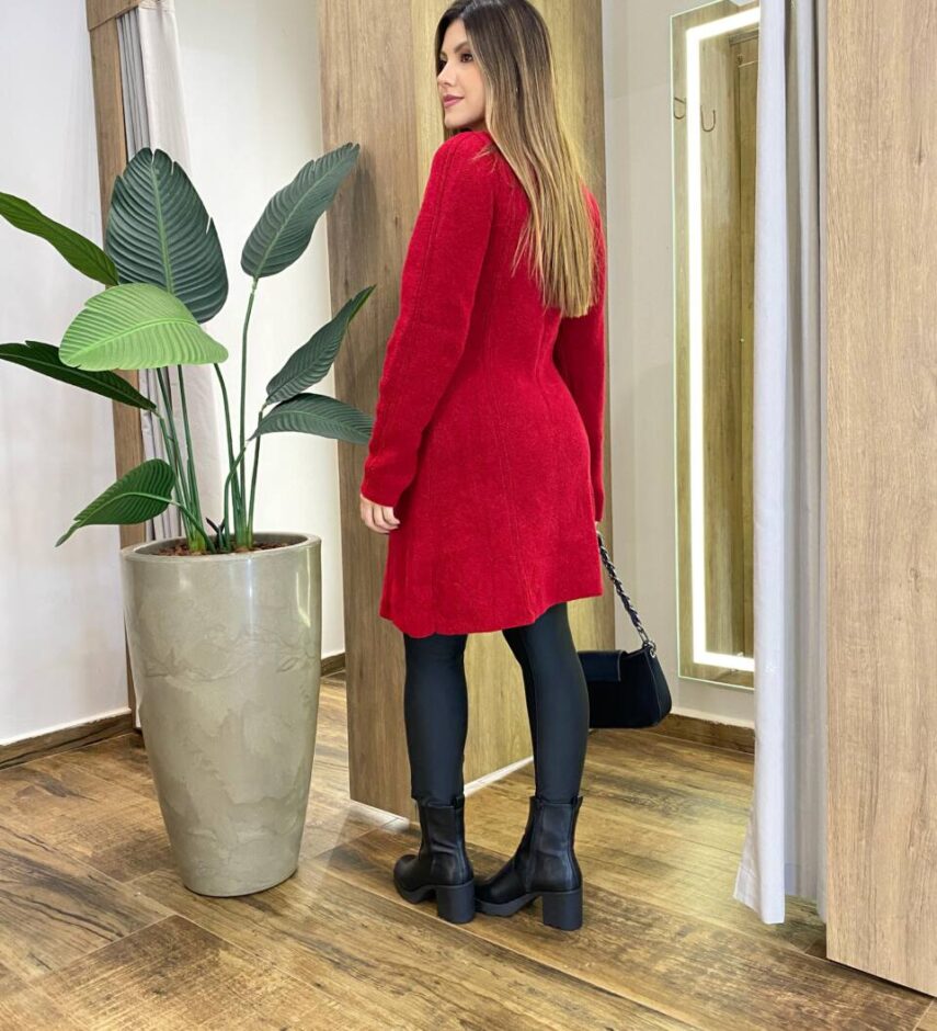 Sobretudo Feminino Tricot Maia Vermelho - Fernanda Ramos Store