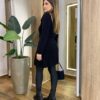 Sobretudo Feminino Tricot Preto Botões Preto - Fernanda Ramos Store