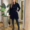 Sobretudo Feminino Tricot Preto Botões Preto - Fernanda Ramos Store