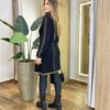 Sobretudo Feminino Tricot Preto Detalhes Dourado - Fernanda Ramos Store