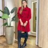 Sobretudo Feminino Tricot Vermelho Botões Preto - Fernanda Ramos Store
