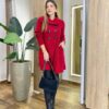 Sobretudo Feminino Tricot Vermelho Botões Preto - Fernanda Ramos Store