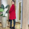 Sobretudo Feminino Tricot Vermelho Botões Preto - Fernanda Ramos Store