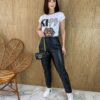 T-shirt Manga Curta Kiss Animal Print Branca Fernanda Ramos Store