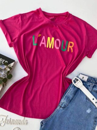 T-shirt Manga Curta Plus Size L'Amour Pink - Fernanda Ramos Store