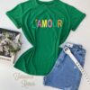 T-shirt Manga Curta Plus Size L'Amour Verde Fernanda Ramos Store