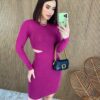 fernandaramosstore com br vestido curto manga longa com abertura modal fucsia 1