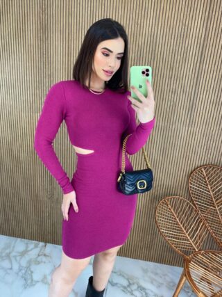 fernandaramosstore com br vestido curto manga longa com abertura modal fucsia 1