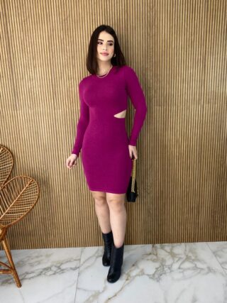 fernandaramosstore com br vestido curto manga longa com abertura modal fucsia 2