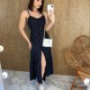 fernandaramosstore com br vestido longo com bojo e botoes alca regulavel poa preto 2