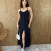 fernandaramosstore com br vestido longo com bojo e botoes alca regulavel poa preto 3