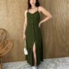 fernandaramosstore com br vestido longo com bojo e botoes alca regulavel poa verde 3