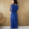 fernandaramosstore com br vestido longo pipoquinha manga 34 com fenda azul 5