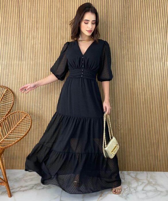 fernandaramosstore com br vestido longo sem bojo com relevo e botoes falsos preto 1