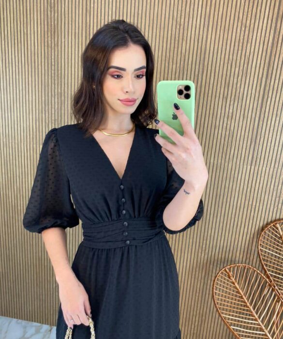 fernandaramosstore com br vestido longo sem bojo com relevo e botoes falsos preto