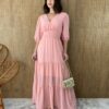 fernandaramosstore com br vestido longo sem bojo com relevo e botoes falsos rosa 1