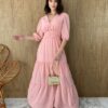 fernandaramosstore com br vestido longo sem bojo com relevo e botoes falsos rosa