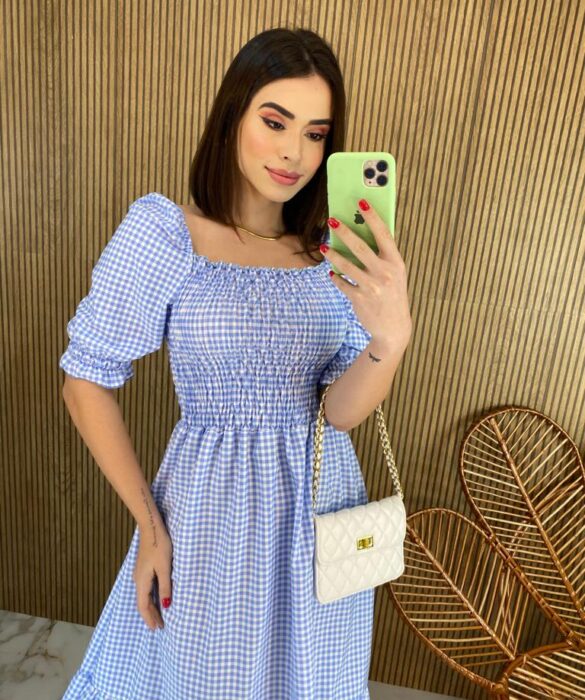 fernandaramosstore com br vestido midi sem bojo com lastex xadrez azul 4