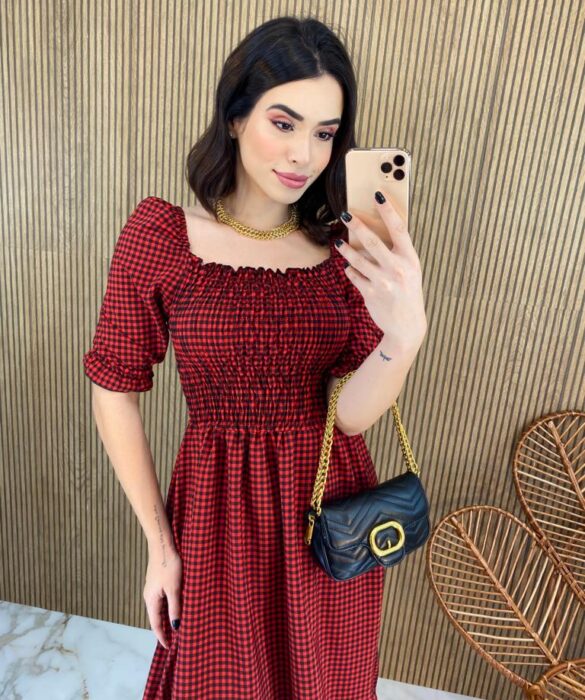 fernandaramosstore com br vestido midi sem bojo com lastex xadrez vermelho 2