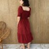 fernandaramosstore com br vestido midi sem bojo com lastex xadrez vermelho 4