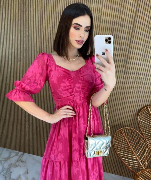 fernandaramosstore com br vestido midi sem bojo manga 34 com detalhe pink 4