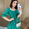 fernandaramosstore com br vestido midi sem bojo manga 34 com detalhe verde 2