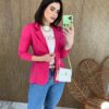 Blazer Manga Longa Feminino Bolso Falso Bia Pink Fernanda Ramos Store