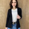 Blazer Manga Longa Feminino Bolso Falso Bia Preto Fernanda Ramos Store