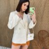 Blazer Manga Longa Feminino Tweed Branco - Fernanda Ramos Store