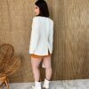 Blazer Manga Longa Feminino Tweed Branco - Fernanda Ramos Store