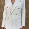 Blazer Manga Longa Feminino Tweed Branco - Fernanda Ramos Store