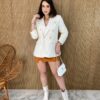 Blazer Manga Longa Feminino Tweed Branco - Fernanda Ramos Store